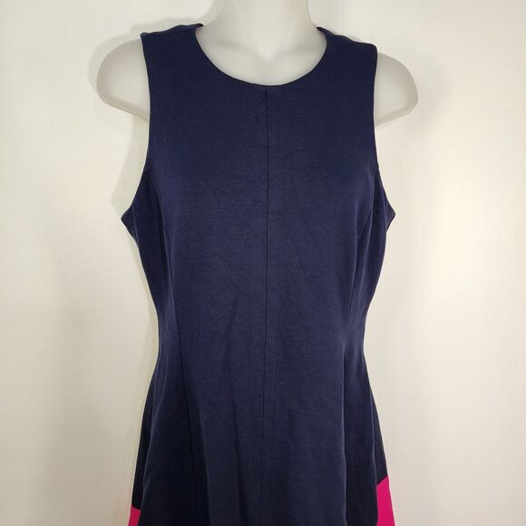 Eliza J Dress Size 6 Blue Pink Color Block Fit And Flare A Line Pockets Knee - Picture 5 of 12